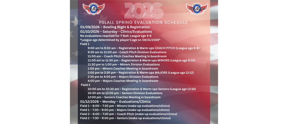 SPRING 2026 Evaluation Schedule 